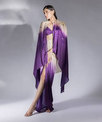 Purple and beige ombre skirt set 1