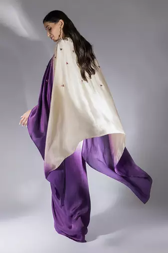 Purple and beige ombre skirt set