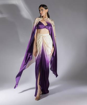 Purple and beige ombre skirt set 4