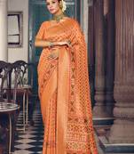 Sangam Prints Peach Patola Silk Woven Work Traditional Tassels Saree
