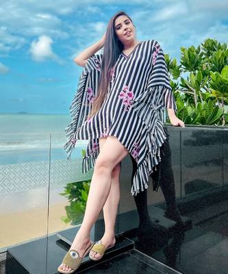 Black And White Embellished Floral Frill Kaftan Tunic 1