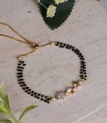 Black and Gold CZ Encrusted Hand Mangalsutra Bracelet