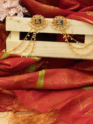 Festive Gold & White Kundan Bahubali Earrings 2