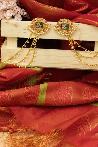 Festive Gold & White Kundan Bahubali Earrings