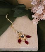 Traditional Gold Plated Maroon Stone Kundan Mangtikka