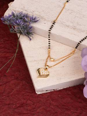 Black & Gold Heart Shaped AD Stone Mangalsutra 2