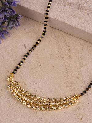 Minimal Gold Tone Mangalsutra with Earrings 3