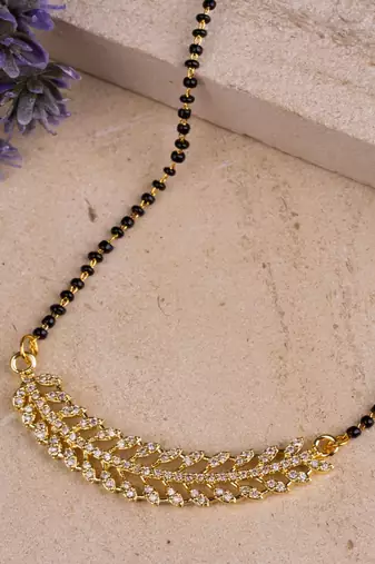 Minimal Gold Tone Mangalsutra with Earrings