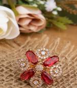 Pink Stone Floral Cocktail American Diamond Ring