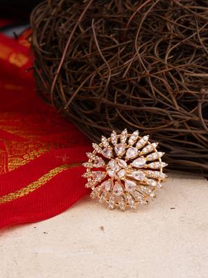 Clear Stone Floral Cocktail American Diamond Ring 1