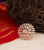 Clear Stone Floral Cocktail American Diamond Ring