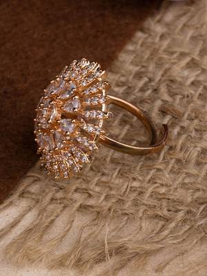 Clear Stone Floral Cocktail American Diamond Ring 3