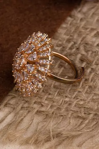Clear Stone Floral Cocktail American Diamond Ring