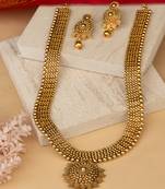 Gold Tone Festive Long Necklace & Earring
