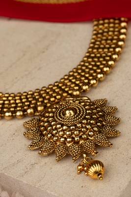 Gold Tone Festive Long Necklace & Earring 2