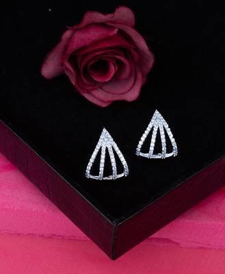 Classic Silver and White American Diamond Stud Earrings 1