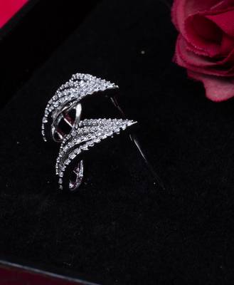 Classic Silver and White American Diamond Stud Earrings 2