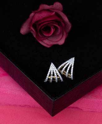 Classic Gold and White American Diamond Stud Earrings 1