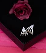 Classic Gold and White American Diamond Stud Earrings