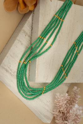 Traditional Green Beaded Long Necklace 2