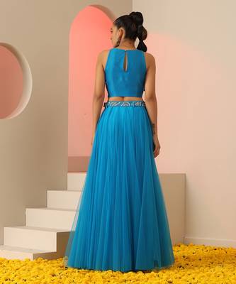 Cyan blue skirt set 5