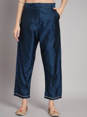  women kurta and trousers pant set heavy zari wok silk blend 4