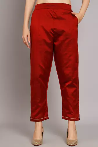  women kurta and trousers pant set heavy zari wok silk blend