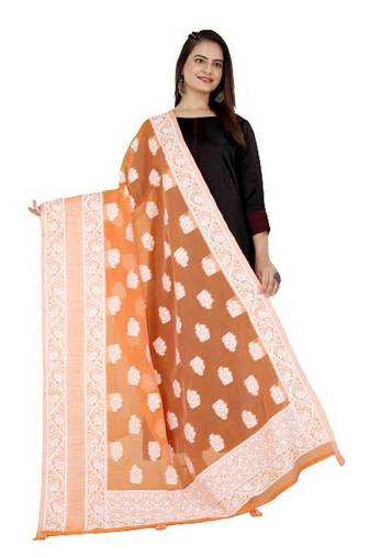 DesiButik Silk Dupatta with Zari Work 36*102 inches