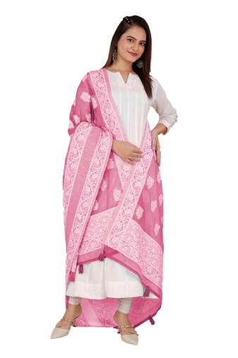 DesiButik Silk Dupatta with Zari Work 36*102 inches