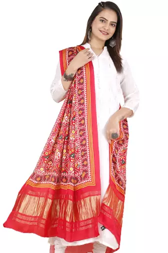 DesiButik Silk Dupatta with Zari Work 36*102 inches