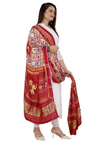 DesiButik Silk Dupatta with Zari Work 36*102 inches