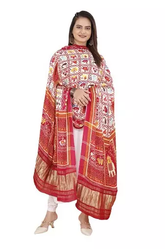 DesiButik Silk Dupatta with Zari Work 36*102 inches