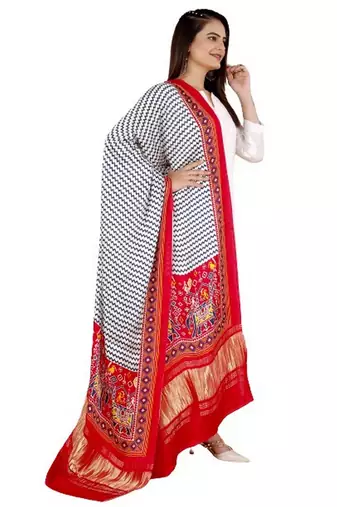 DesiButik Silk Dupatta with Zari Work 36*102 inches