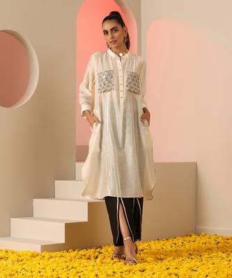 Ivory and black  kurta set 1