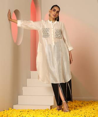 Ivory and black  kurta set 3
