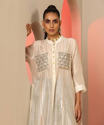 Ivory and black  kurta set 4