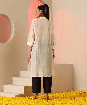 Ivory and black  kurta set 5