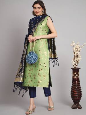   women kurta and trousers pant set cotton silk blend 1