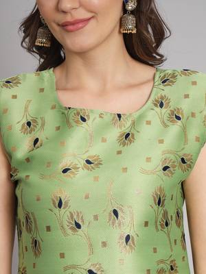   women kurta and trousers pant set cotton silk blend 3