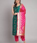   women kurta and trousers pant set cotton silk blend