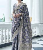 Psvan Cotton Lakhnowi Work Saree With Blouse Pieces 