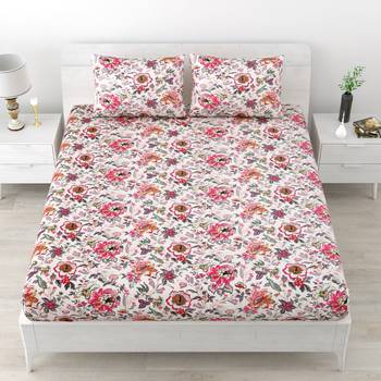 Set of two 100% cotton  double bedsheets with 4 pillow covers (90x108 inch) 1