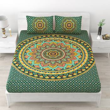 Set of two 100% cotton  double bedsheets with 4 pillow covers (90x108 inch) 1