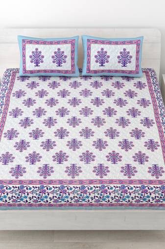 Set of two 100% cotton  double bedsheets with 4 pillow covers (90x108 inch)