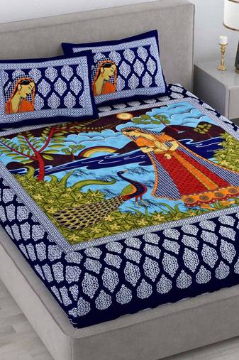 Set of two 100% cotton  double bedsheets with 4 pillow covers (90x100 inch)