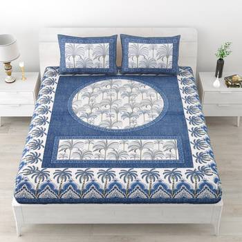Set of two premium 100% cotton  double bedsheets with 4 pillow covers (90x100 inch) 1