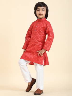 Maroon Printed Cotton Printed Kurta Pajama Set for Boys Ethnic Wear 4