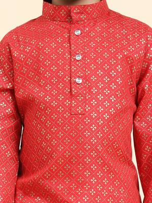 Maroon Printed Cotton Printed Kurta Pajama Set for Boys Ethnic Wear 6
