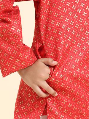 Maroon Printed Cotton Printed Kurta Pajama Set for Boys Ethnic Wear 7