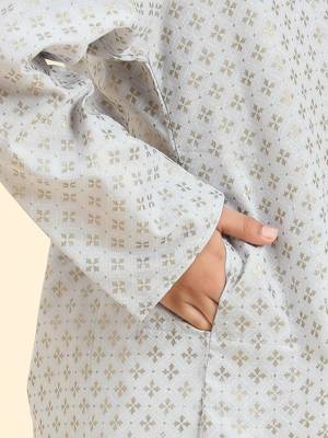 Grey Printed Cotton Printed Kurta Pajama Set for Boys Ethnic Wear 5
